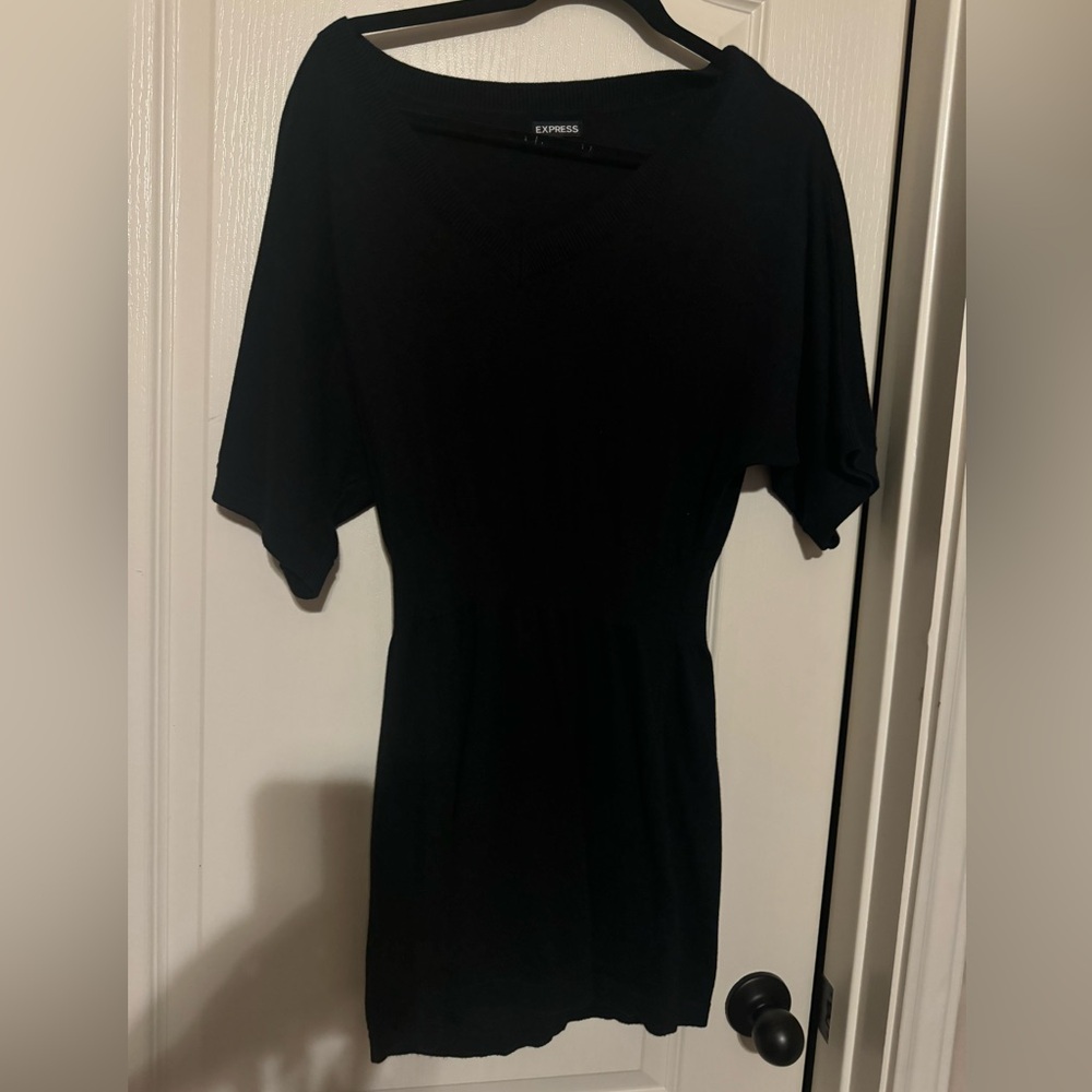 Express Black Mini Dress with Cinched Waist